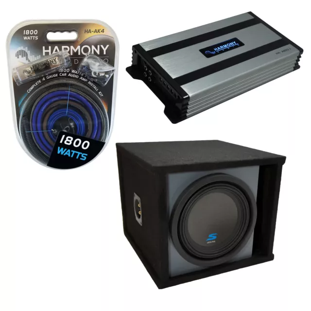 Car Stereo Paintable Ported 10" Alpine S-W10D4 Sub Box New & HA-A800.1 Amp