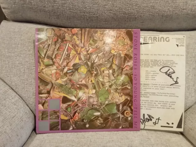 Stone Roses.     So Young/Tell Me. Thin Line.  1985. Inc signed press release