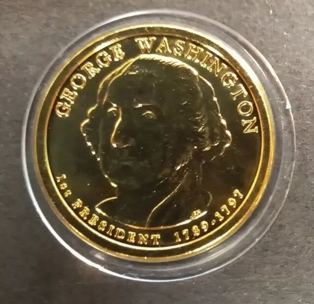 USA George Washington Gold Plated $1 Dollar Coin 26mm Brilliant Uncirculated BU
