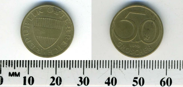 Austria 1979 - 50 Groschen Aluminum-Bronze Coin - Austrian Shield