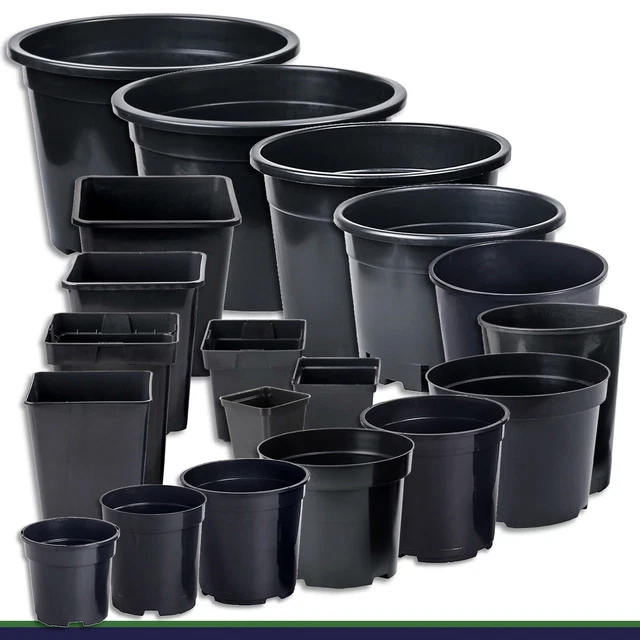 Pot de Fleur Pot à Fleurs Noir, Carré, Rond, 19 au Choix