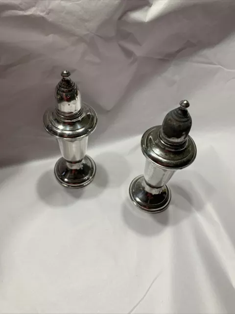 Empire Sterling Silver 5” Weighted Glass Lined Salt Pepper Shakers #241