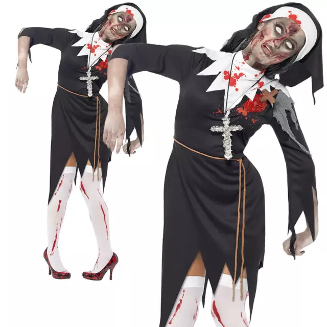 Zombie Nonne Déguisement Sanglant Sister Effrayant Mary Halloween Dead Costume