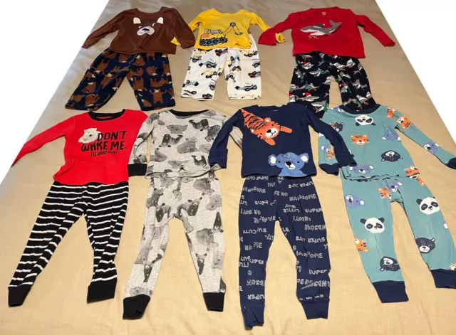 Huge Lot 2T Kids Toddler Pajamas 7 sets 14 pieces Fall/Winter Carters CP