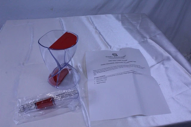 QVC Cook's Essentials Adjustable Measuring Cups Clear / Red