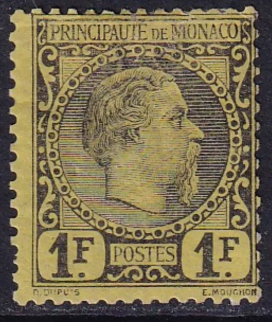 MONACO 1885 Charles III 1f Black/Yellow SG 9 MH/* (CV £2250)