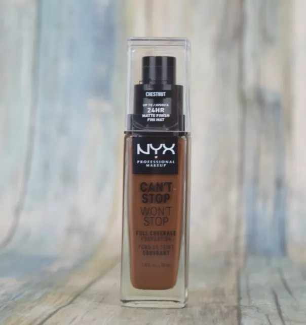 NYX Chestnut Can't Stop Won't Stop 24HR Full Coverage Foundation 1 Oz NEW