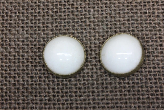 2 old Picture Nail screw head Covers hangers white porcelain vintage 3/4”