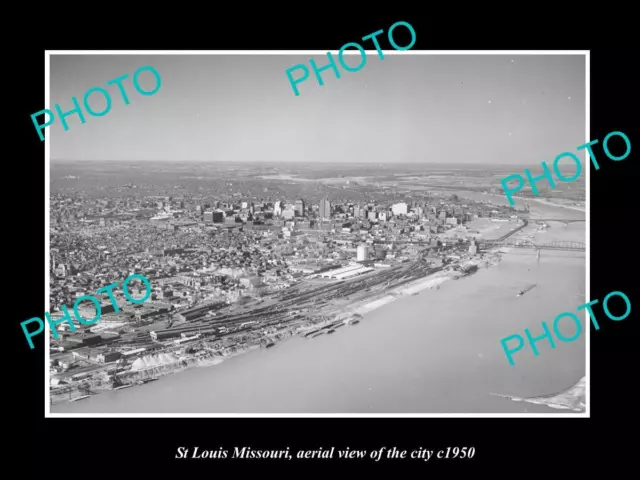 OLD LARGE HISTORIC PHOTO OF ST LOUIS MISSOURI AERIAL VIEW OF THE CITY c1950 4