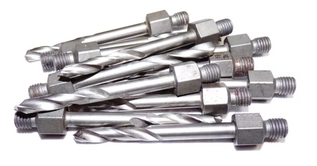 Threaded Shank Drill Bit, Diam 3/16", Oal 2-5/8", 2 Flute, Lot Of 12