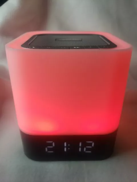 Aisuo Night Light - 5 in 1 Bedside Lamp with Bluetooth Speaker, 12/24H Digital C