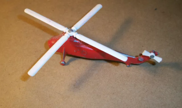 Tootsietoy  Die Cast Helicopter Sikorsky red with white plastic blades