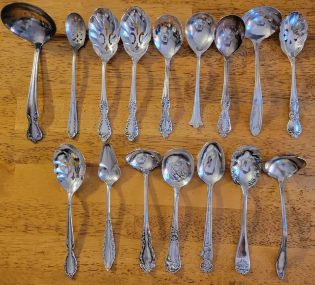 LOT 16 Silverplate Flatware Cream Ladles & Sugar Spoons Ornate EXCL Cond