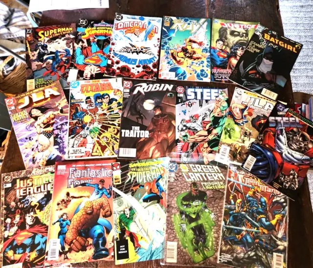 Lot of 15 DC Superman Justice League Teen Titans Etc Vtg Comic Books + 2 Marvel