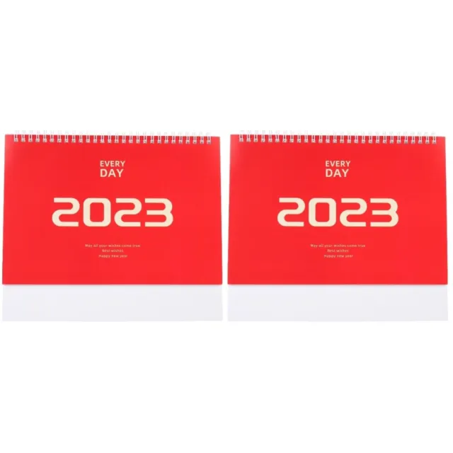 2 PCS Papier Tischkalender 2023 Büro Kleiner Flip-Desk-Kalender