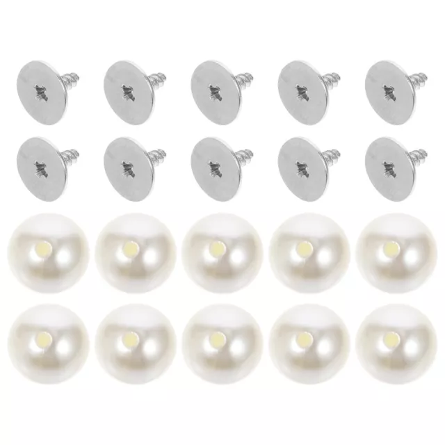 100 Pcs Pearl Screw Metal Stickers Buttons for Women Vintage