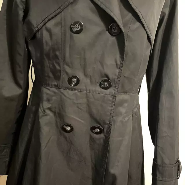 Trench Coat Black Size M Laundry by Shelli Segal Skirted Water Resistant