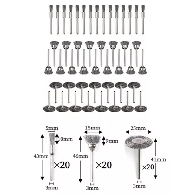 60X Stainless Steel Wire Brush Dremel Tool Rotary Die Grinder Removal Wheel Set*