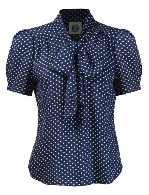 Pretty Retro «PUSSY BOW» Vintage 40s BLOUSE Polka Dots SCHLUPPENBLUSE Rockabilly