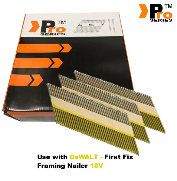 2000 x Mixed Framing Nails for DEWALT 18vCordless First Fix (75mm & 90mm)GR