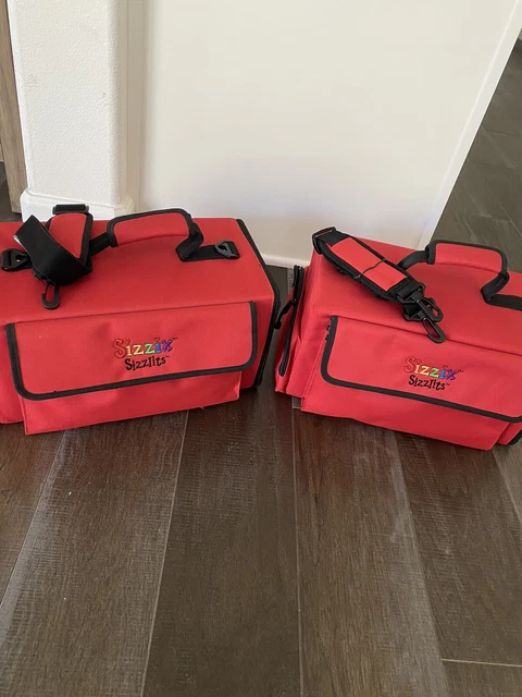 Par de Bolsos de Mano Sizzix Sizzlits Rojos Soporta 4 Juegos de Alfabeto Cremallera con Correas