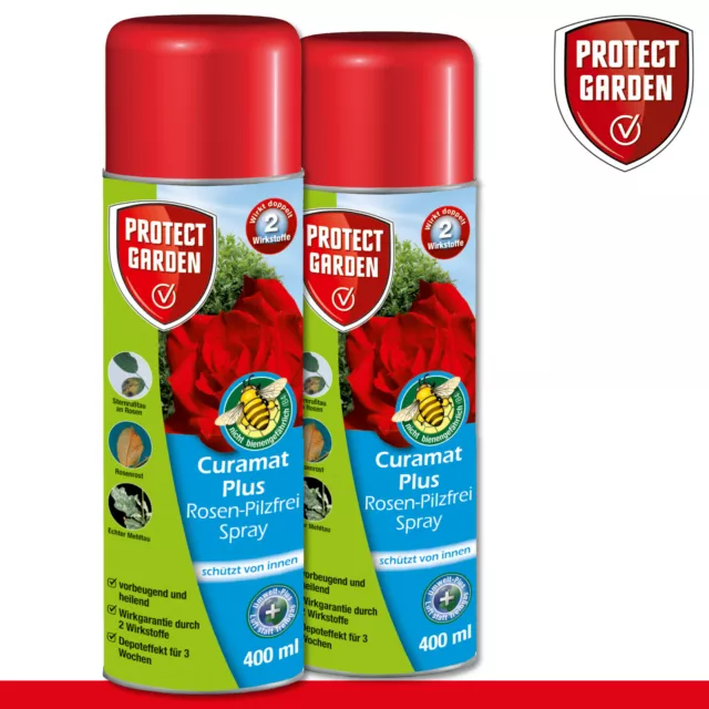 Protect Garden 2x 400ml Curamat Plus Rosen-Pilzfrei Spray Schutz Garten Mehltau