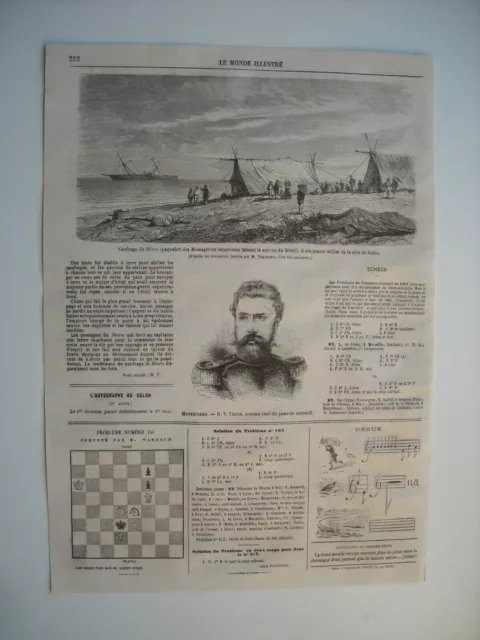 Gravure 1865. Naufrage Du Bearn, Paquebot Messageries Imperiales, Vers Bresil...