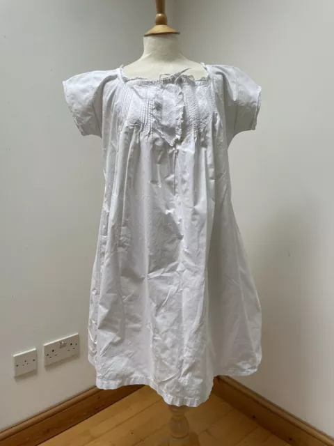 Genuine Antique White Cotton Petticoat Dress Lace Trim Short Tucks