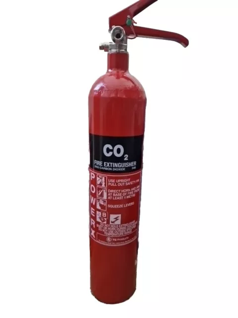 2kg CO2 Carbon Dioxide Fire Extinguisher, CE, BS Kitemarked, Wall Bracket, Horn