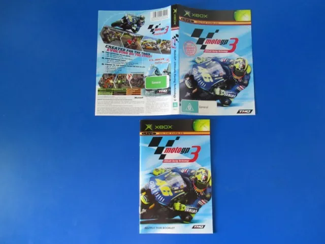 MotoGP 3 Ultimate Racing REPLACEMENT MANUAL - Microsoft Xbox Original Games PAL