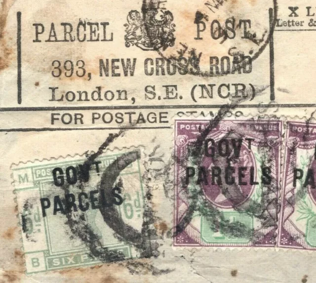 GB RARE SG.O62 Parcel Post Label 6d GOVT PARCELS Official 1892 c£1,400+ SS371
