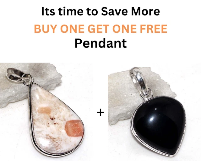 Scolecite Black Onyx Fresh Stock Deals Pendant Combo Set 2-1.7" JW