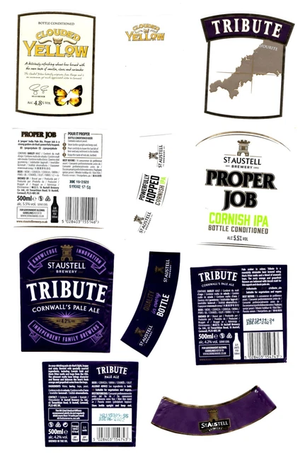 11 x ST. AUSTELL BRAUEREI (CORNWALL) BIERETIKETTEN