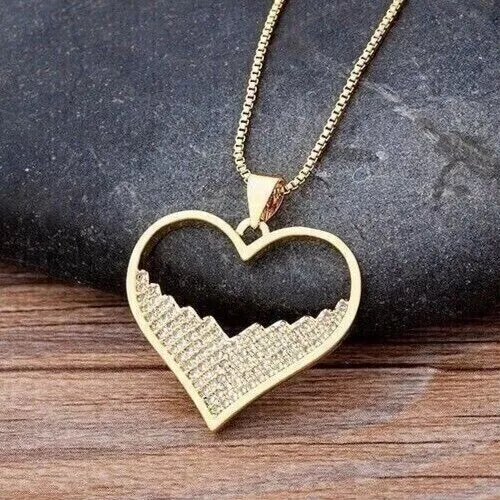 Women's comely Heart Pendant 1Ct Round Moissanite 14K Yellow Gold Silver Plated