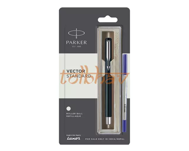 Parker Vector Chrome Trim CT Rollerball Pen Tintenroller Blaue Tinte...