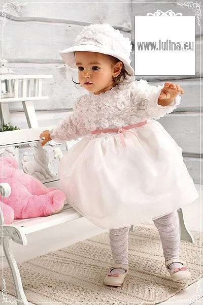 ABITO vestito da BATTESIMO bambina (2pz) completo femminuccia in cotone cod 1303