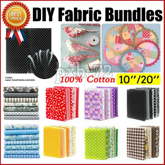 100% Cotton Fabric Bundles Fat Quarters Squares Diy Crafts Sewing Material