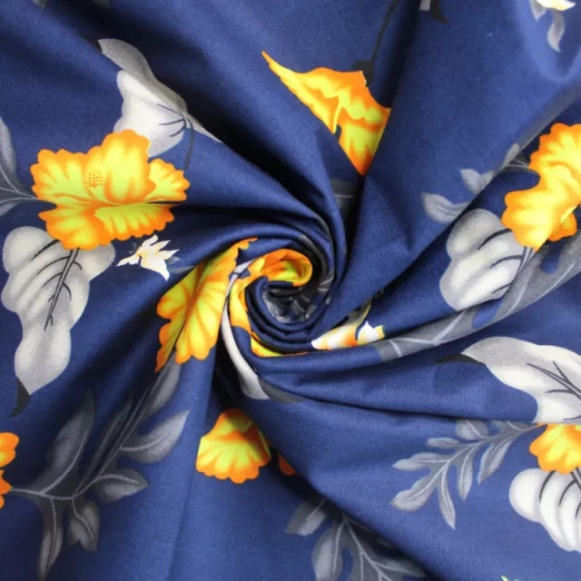 100% Cotton Poplin Fabric Floral Flower Palm Leaves Tropical Pringle Avenue