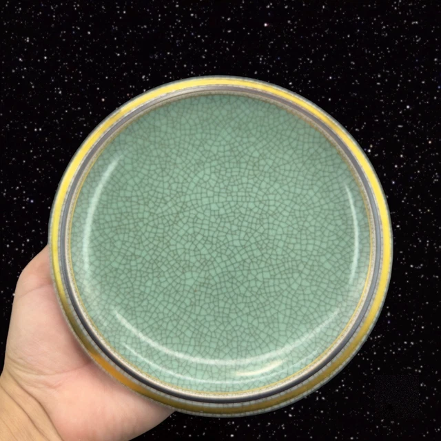 Vintage Royal Copenhagen Denmark Plate Green Gold Crackle Bowl Ashtray Dish Mark