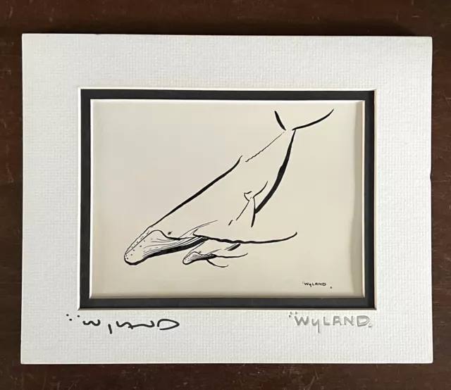 Vintage Robert Wyland Humpback Whale & Calf Hand Signed Print 1990