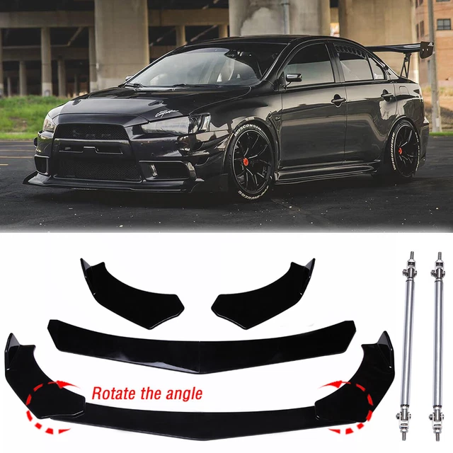 For Mitsubishi Lancer GT Ralliart Front Bumper Lip Spoiler Splitter + Strut Rods