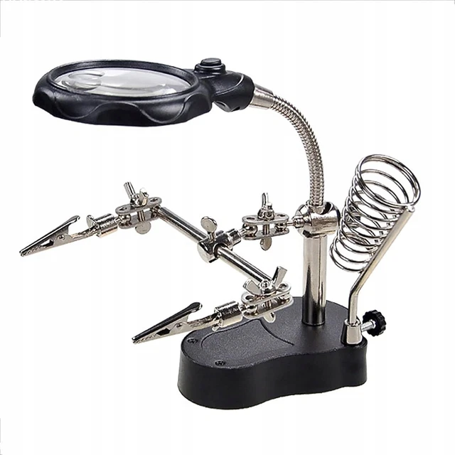 Support 'Troisième Main' Avec Loupe - 4 Bras Flexibles - Pour Soudure, Électronique, Modélisme