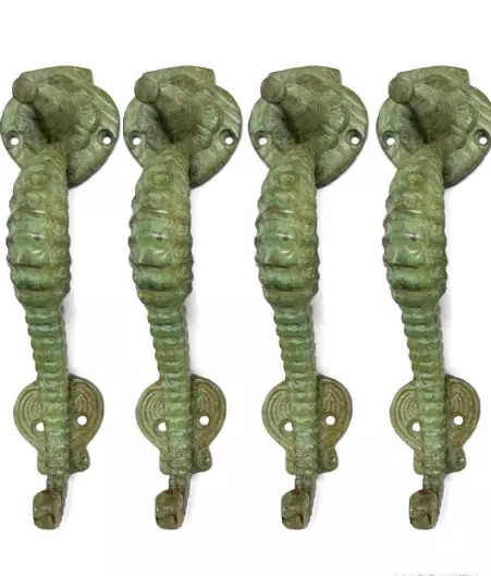 4 Cute Brass Small 8" Seahorse Door Handle Pull Antique Brass Old Style Grab B