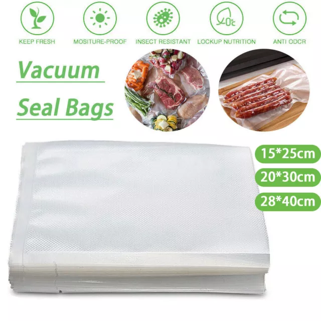 100 x Vacuum Sealer Food Storage Bags Textured Strong Pouches Seal Embossed Vac