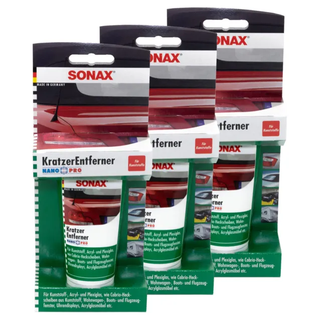 Sonax 3 x 75 ML Détachant / Produit Anti-éraflures Nanopro pour Plastique Acryl- 3