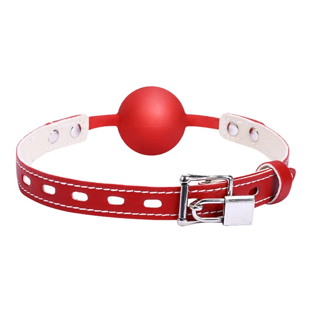 PU Ledergürtel reines medizinisches Silikon fester Ball Mund Knebel
