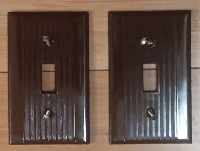 Reliance 1950s Brown Art Deco Ribbed Lines Switch Wall Plates New Choose