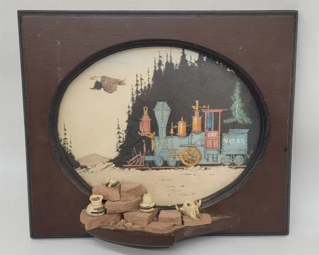 ThriftCHI ~ Rich Miller Signed LE Print in Wood Plaque w/ Stone, Pottery Accents 2