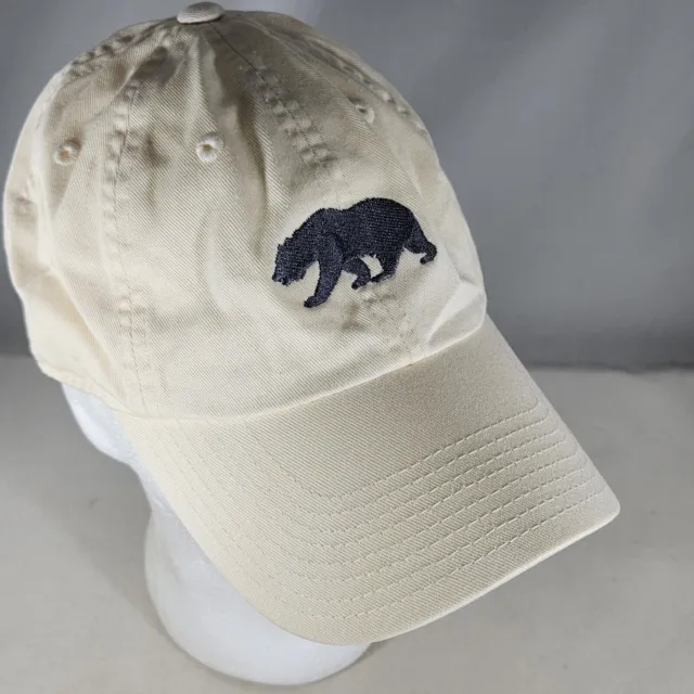 Black Bear Silhouette Embroidered Hat Beige Adjustable Strap Buckle Cap