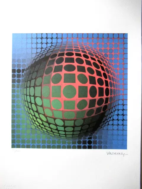 VICTOR VASARELY:  SCHÖNE LITOGRAPHIE 35x50cm Limitiert 79/500